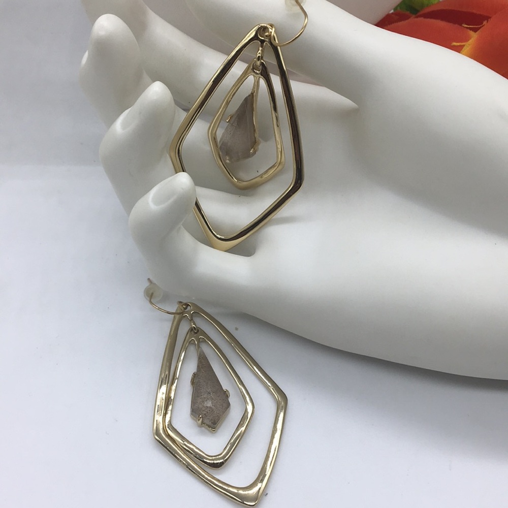 Articulating Gold Pyrite Doublet Earring